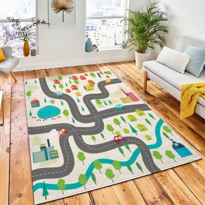 Flat Vector City Map Area Rug Carpet Nursery Rug Room Decor
