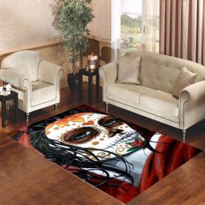 Floral Sugar Skull 2 Living Room Carpet Rugs Area Rug For Living Room Bedroom Rug Home Decor