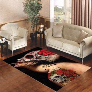 Floral Sugar Skull Tattooed 2 Living Room Carpet Rugs Area Rug For Living Room Bedroom Rug Home Decor
