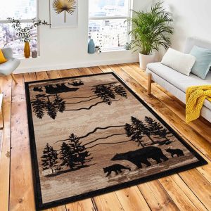 Foothills Bears Area Rug Rustic Cabin & Lodge Area Rug Bedroom Rug