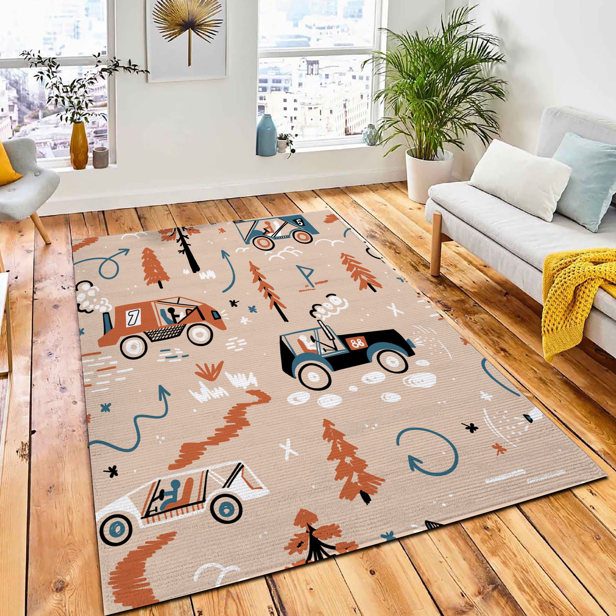 Forest Rally Toy Car Racing Rug Carpet Nursery Rug Room Decor Forest Rally Toy Car Racing Rug Carpet Nursery Rug Room Decor