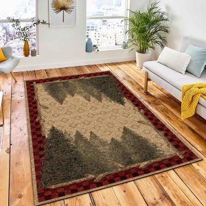 Forever Forest Natural Area Rug Rustic Cabin & Lodge Area Rug Living Room Rug