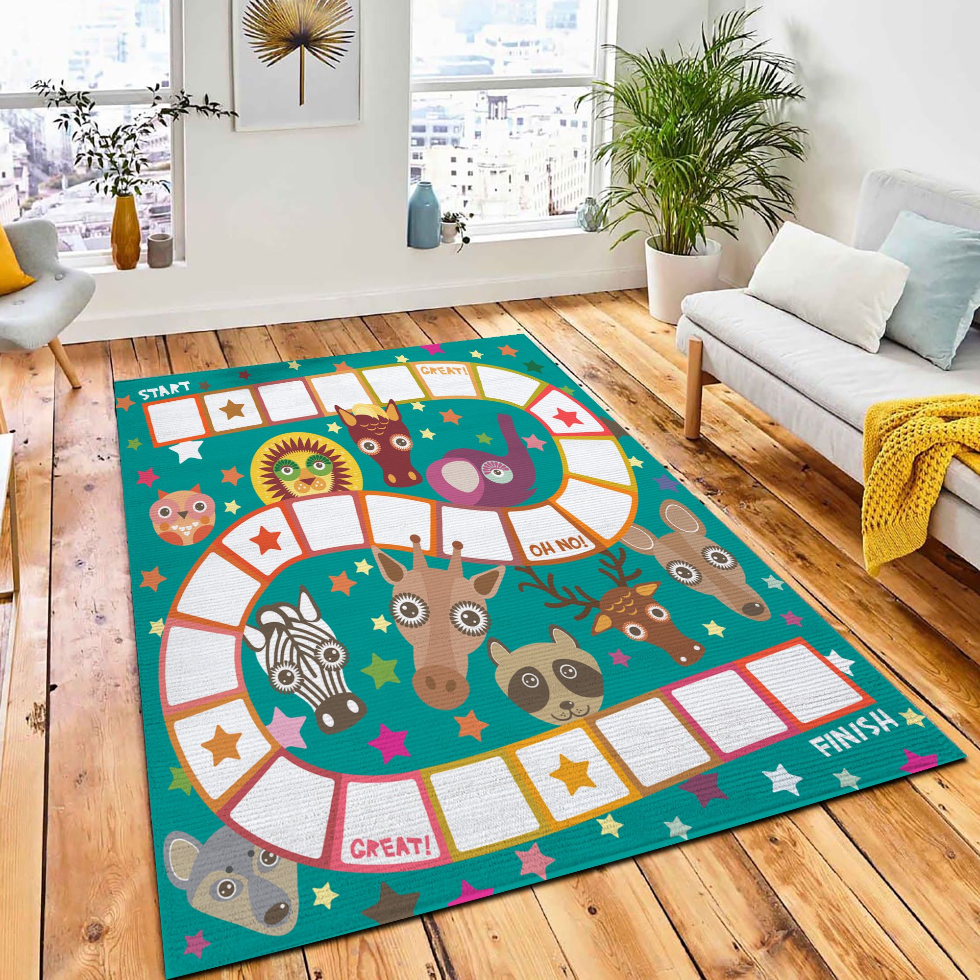 Funny Cartoon Animals Game Preschool Area Rug Kid Play Rug Room Decor Funny Cartoon Animals Game Preschool Area Rug Kid Play Rug Room Decor