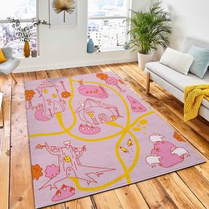 Funny Houses Paths Clearings Lamb Area Rug City Rug Home Decor