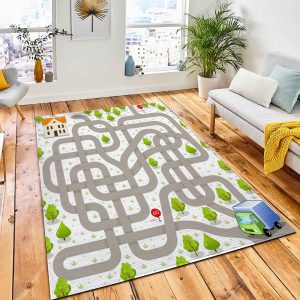 Funny Vector Maze Game Delivery Area Rug Carpet Kid Play Rug Home Decor
