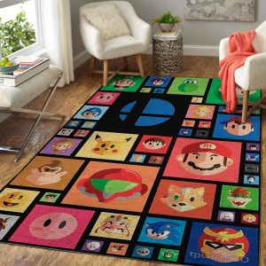 Gaming Home Decor Super Smash Bros. Area Rug Carpet Characters Area Rug For Living Room Bedroom Rug Home Decor