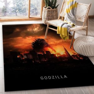 Godzilla Area Rug Art Painting Movie Rugs Family Gift Decor Area Rug For Living Room Bedroom Rug Home Decor