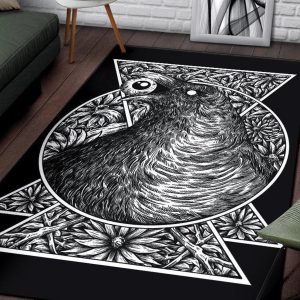 Gothic Crow Eye Area Rug Black And White Gothic Home Decor