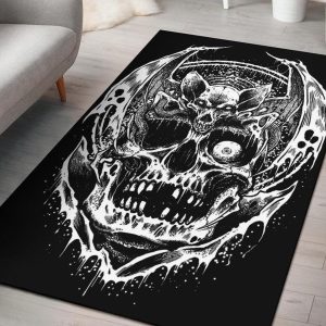 Gothic Skull Bat Area Rug Gothic Home Decor