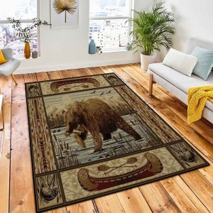 Grizzly Mountain Area Rug Rustic Cabin & Lodge Area Rug Bedroom Rug