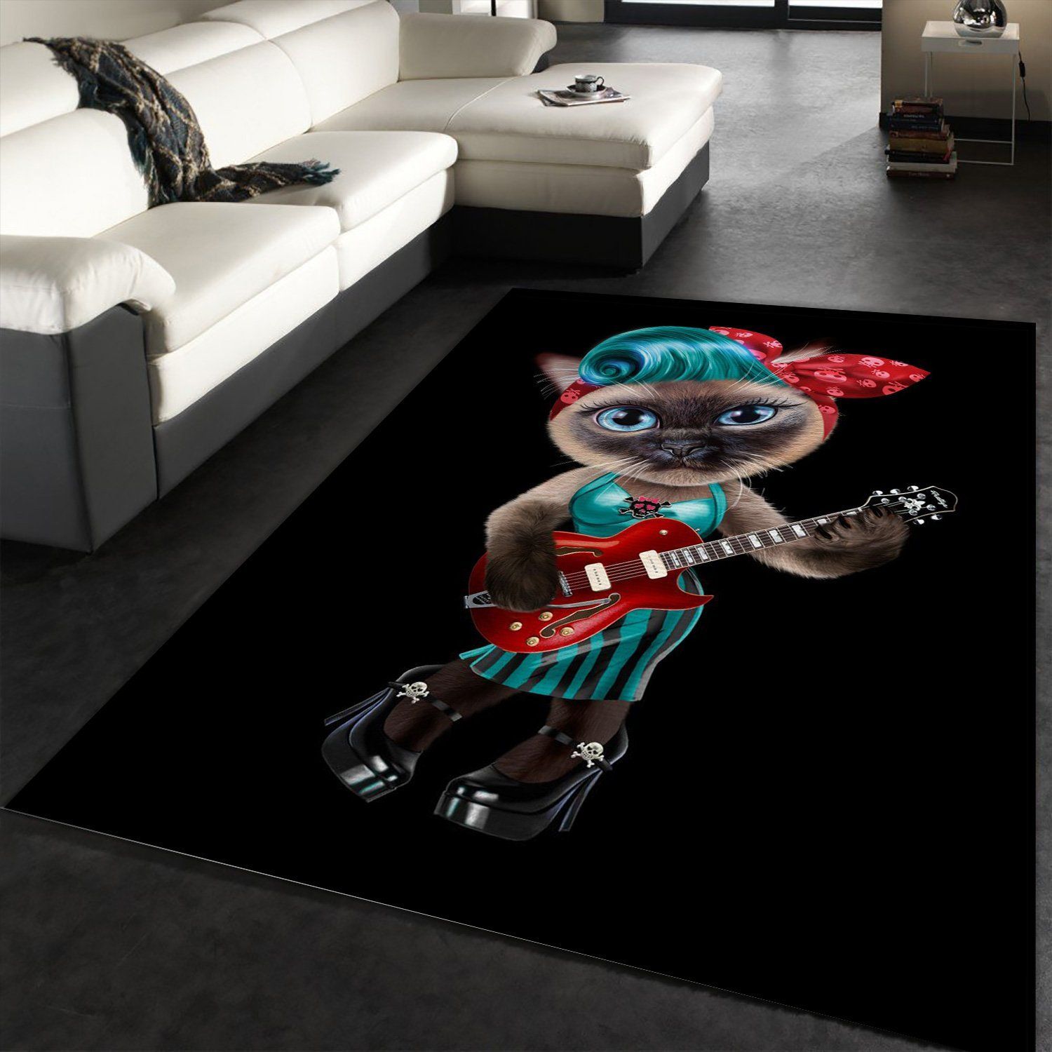 Guitarist Cat Retro Style Area Rug For Christmas Living Room And Bedroom Rug Christmas Gift Decor Guitarist Cat Retro Style Area Rug For Christmas Living Room And Bedroom Rug Christmas Gift Decor