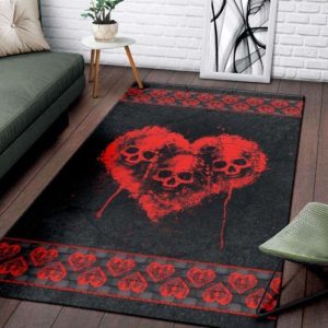 Heart Skull Nice Gift Area Rug Carpet Area Rug For Living Room Bedroom Rug Home Decor