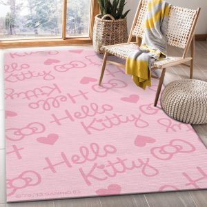 Hello Kitty Pattern And Pink Rug Living Room Rug Home Decor Area Rug For Living Room Bedroom Rug Home Decor