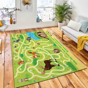 Help Little Hare Find Safe Carpet Rug Kid Play Rug Home Decor