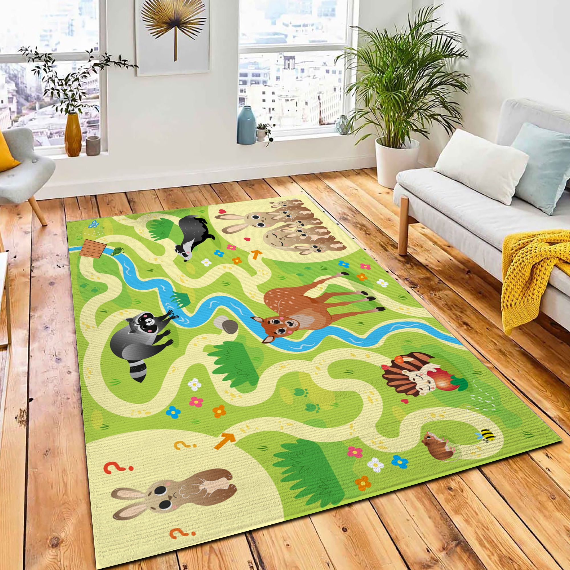 Help Little Lost Hare Find Carpet Rug Kid Play Rug Home Decor Help Little Lost Hare Find Carpet Rug Kid Play Rug Home Decor