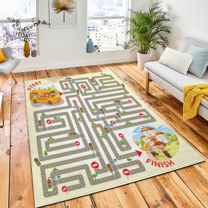 Help School Bus Arrive Maze Area Rug Carpet Nursery Rug Home Decor