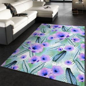 Hibiscus Calathea Palm 1 Area Rug Living Room Rug Family Gift Us Decor