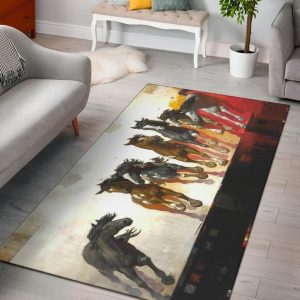 Horses Painting Native American Design Area Rug Carpet Area Rug For Living Room Bedroom Rug Home Decor