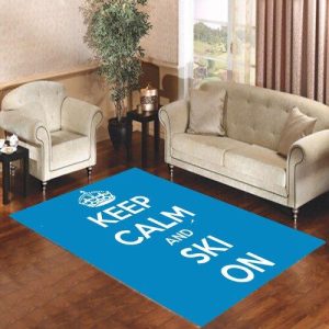 Keep Calm Ski On Blue Bkg Living Room Carpet Rugs Area Rug For Living Room Bedroom Rug Home Decor