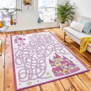 Kids Game Cute Unicorn Maze Rug City Rug Home Decor