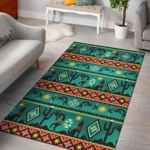 Kokopelli Myth Green Native American Area Rug Carpet Area Rug For Living Room Bedroom Rug Home Decor