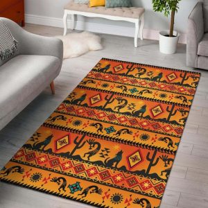 Kokopelli Myth Yellow Native American Area Rug Carpet Area Rug For Living Room Bedroom Rug Home Decor
