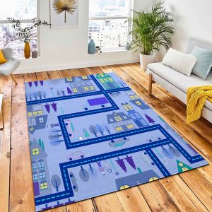 Landscape City Top View Repeating Rug Kid Play Rug Room Decor