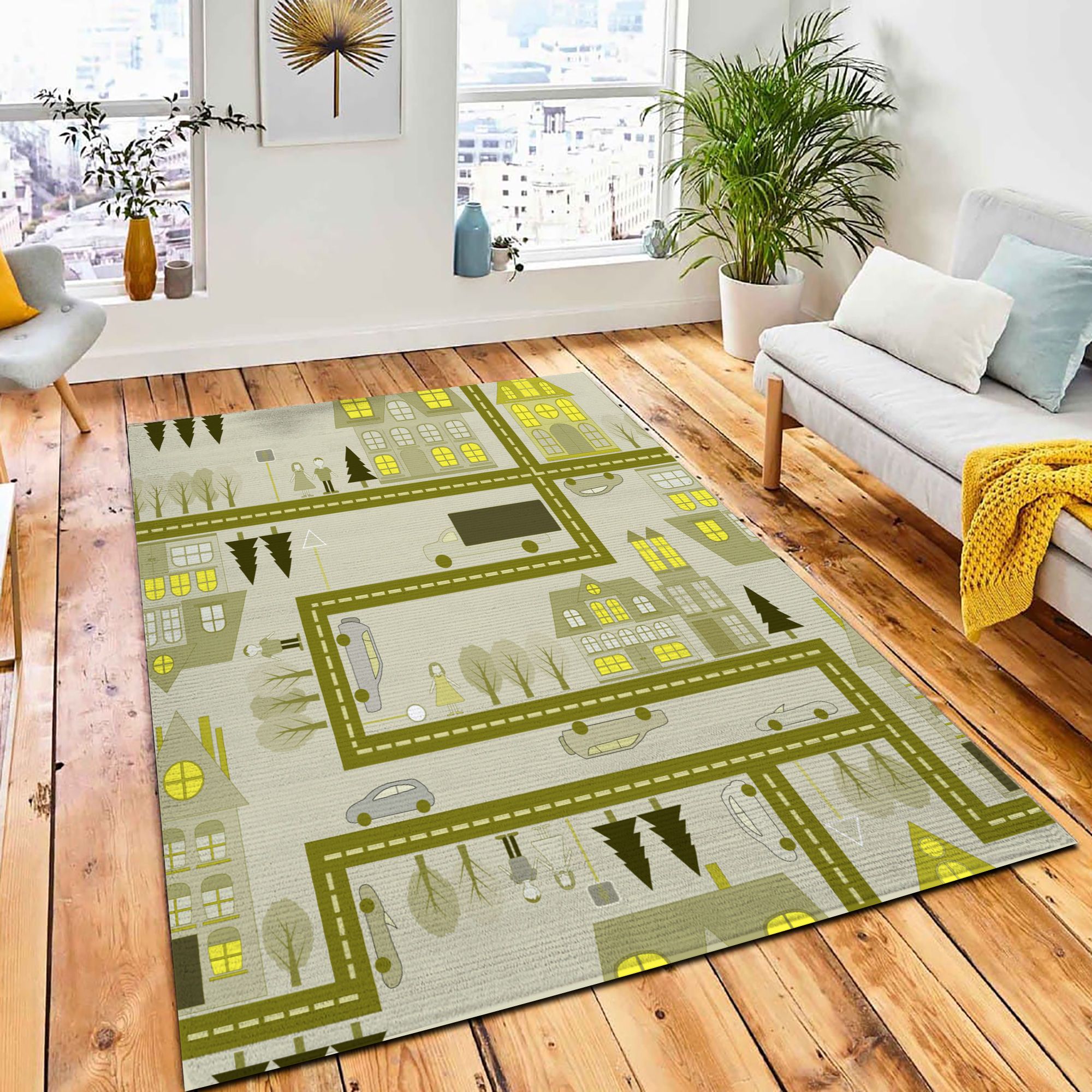 Landscape City Top View Repeating Rug Kids Rug Home Decor Landscape City Top View Repeating Rug Kids Rug Home Decor