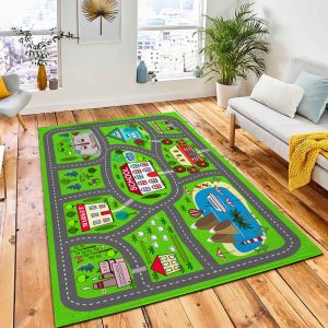 Lovely City Car Track Play Area Rug Carpet Nursery Rug Home Decor
