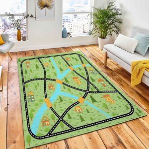 Lovely City Car Track Play Area Rug Nursery Rug Room Decor