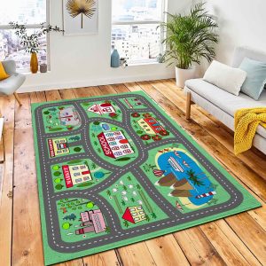 Lovely City Landscape Car Track Area Carpet Rug Nursery Rug Room Decor