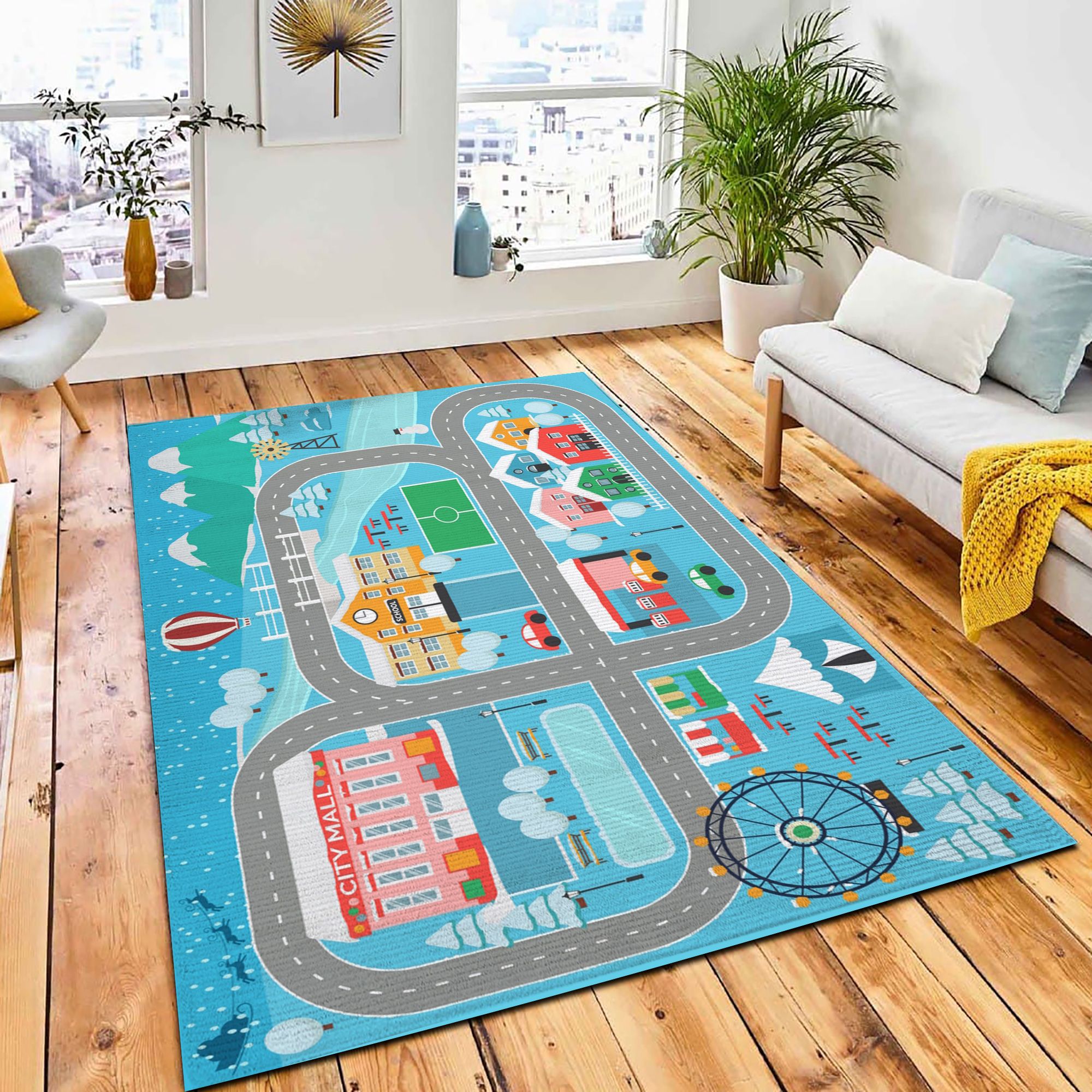 Lovely Snowy City Landscape Car Area Rug Carpet Kid Play Rug Home Decor Lovely Snowy City Landscape Car Area Rug Carpet Kid Play Rug Home Decor