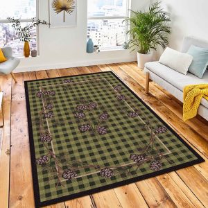 Lumberjack Green Area Rug Rustic Cabin & Lodge Area Rug Bedroom Rug