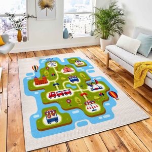 Map Amusement Park Merry Go Carpet Rug City Rug Home Decor