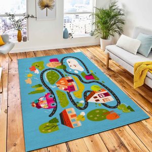 Map Children Traveling Family On Rug Kid Play Rug Room Decor