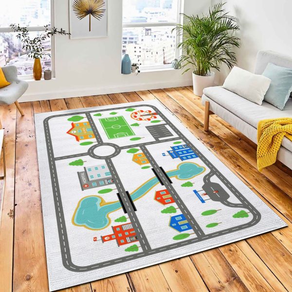 Map Roads City Children Road Area Rug Kids Rug Room Decor