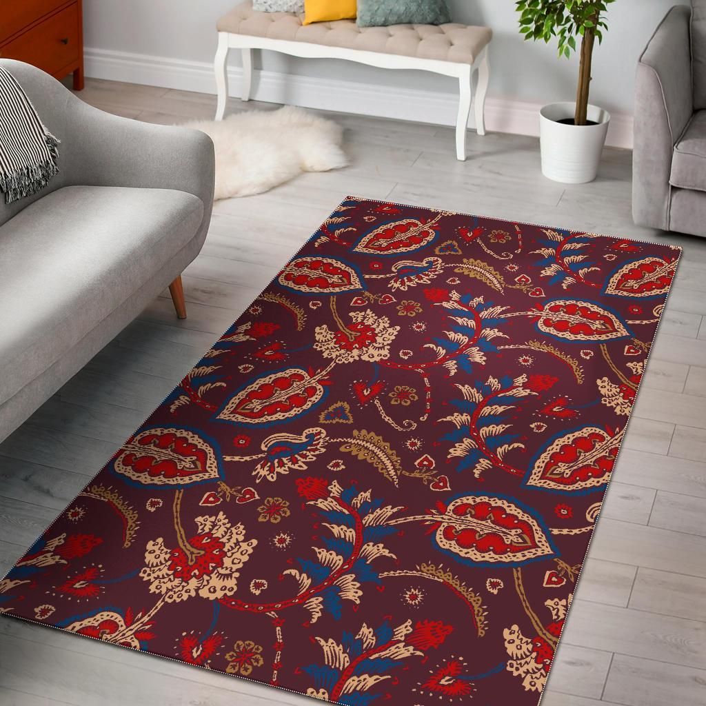 Maroon Vintage Bohemian Floral Area Rug Bohemian Rug Christmas Decor