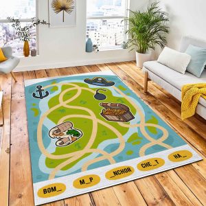 Maze Game Children Find Way Carpet Rug Kid Play Rug Home Decor
