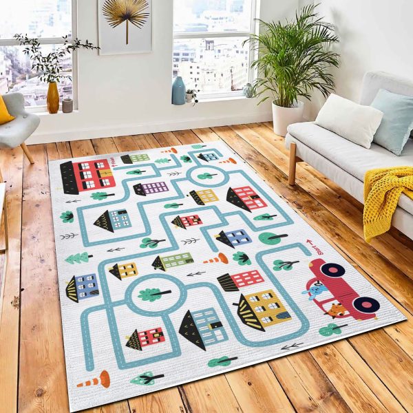 Maze Puzzle Kids Cute Animals Rug City Rug Home Decor