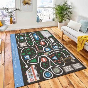 Medical Maze Children On Black Area Rug Carpet Kid Play Rug Home Decor