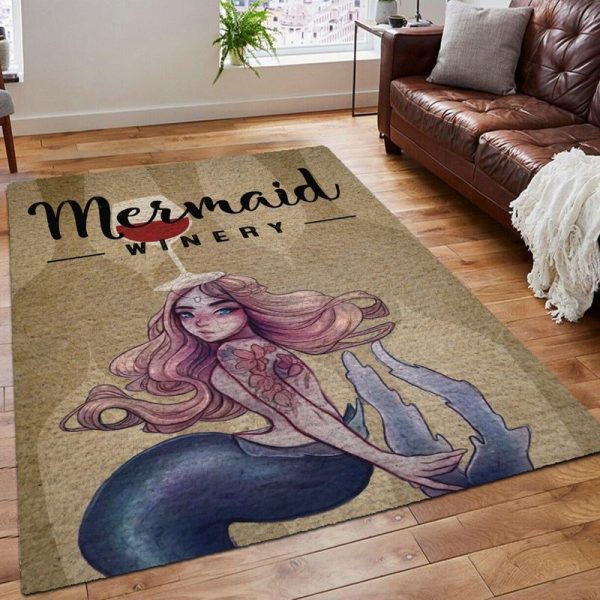 Mermaid And Wine Stay With Me Rug Carpet Area Rug For Living Room Bedroom Rug Home Decor
