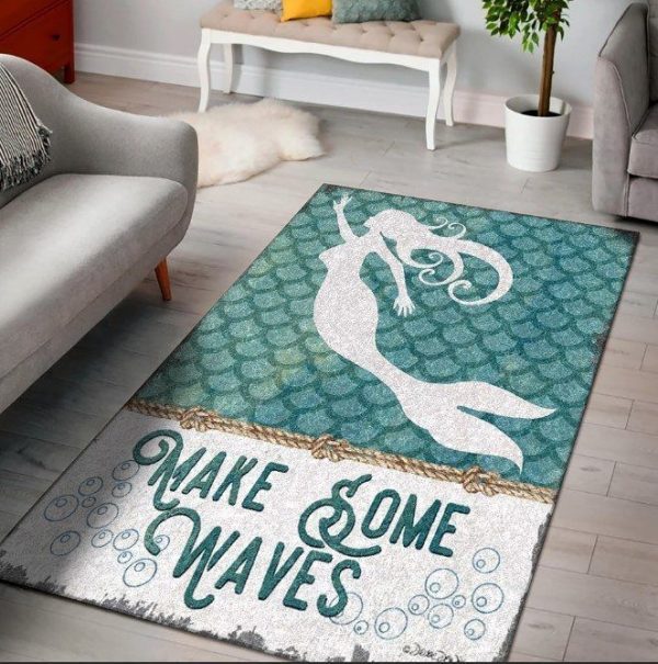 Mermaid Wake Some Wave Clt091009A Rug Carpet Area Rug For Living Room Bedroom Rug Home Decor