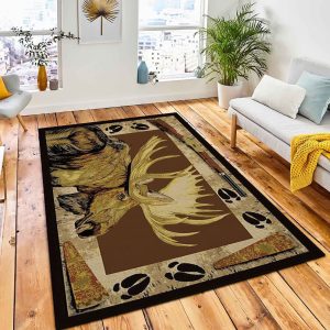 Moose Call 4 X 6 Rug Rustic Cabin & Lodge Area Rug Living Room Rug