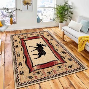 Moose Tracks Rustic Area Rug Rustic Cabin & Lodge Area Rug Home Decor Rug