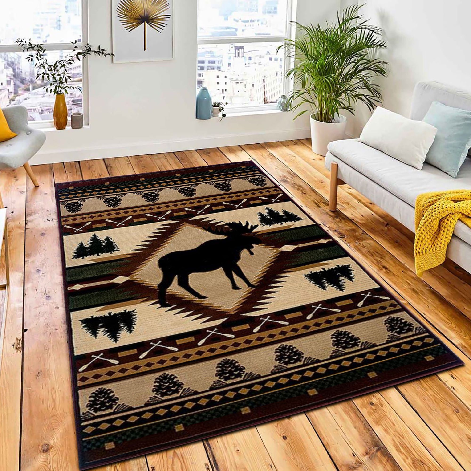 Moose Wilderness Rug Rustic Cabin & Lodge Area Rug Room Decor Rug Moose Wilderness Rug Rustic Cabin & Lodge Area Rug Room Decor Rug