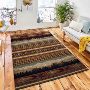 Mountain Peak Area Rug Rustic Cabin & Lodge Area Rug Room Decor Rug