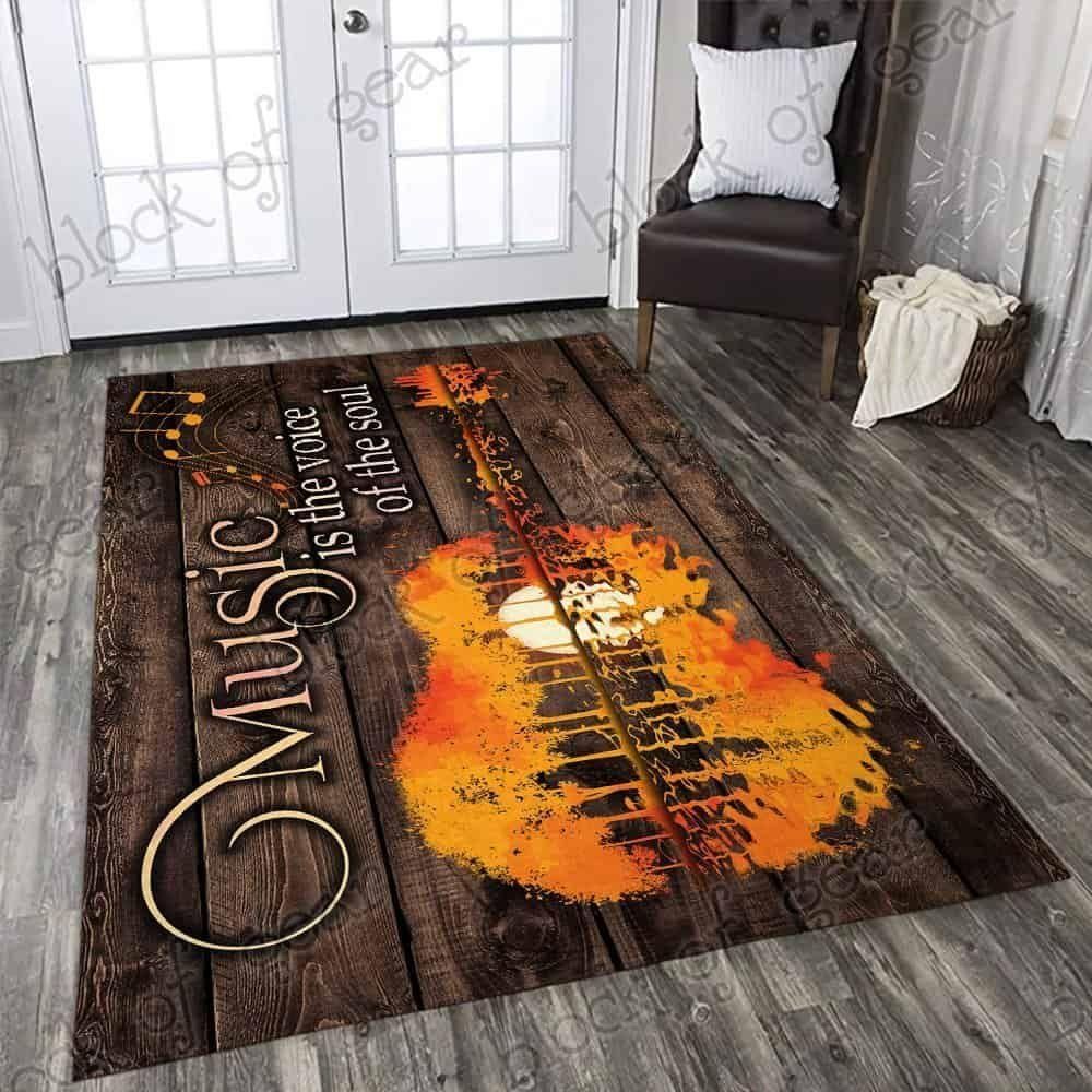 Music Is The Voice Of The Soul Guitar Living Room Rug Music Is The Voice Of The Soul Guitar Living Room Rug