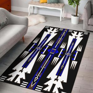 Native American Blue Neon Culture Symbol Area Rug Carpet Area Rug For Living Room Bedroom Rug Home Decor
