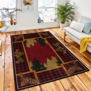 Nature Woods Area Rug Rustic Cabin & Lodge Area Rug Bedroom Rug