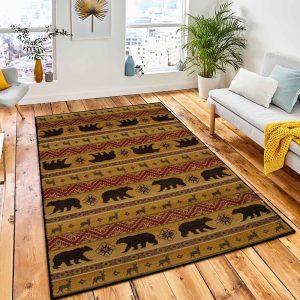 Nordic Bear Area Rug Rustic Cabin & Lodge Area Rug Home Decor Rug